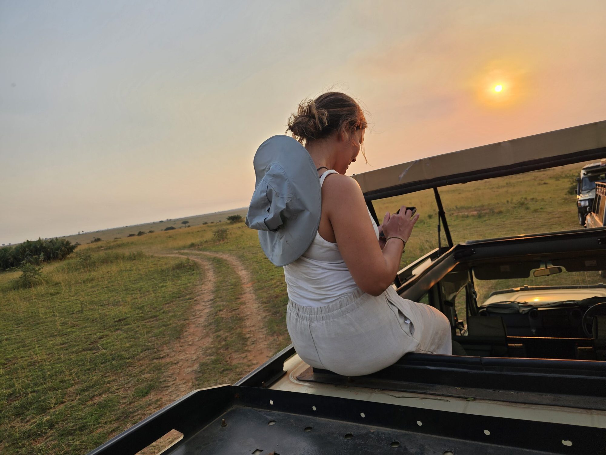 Safari at sunset near Mkomazi National Park